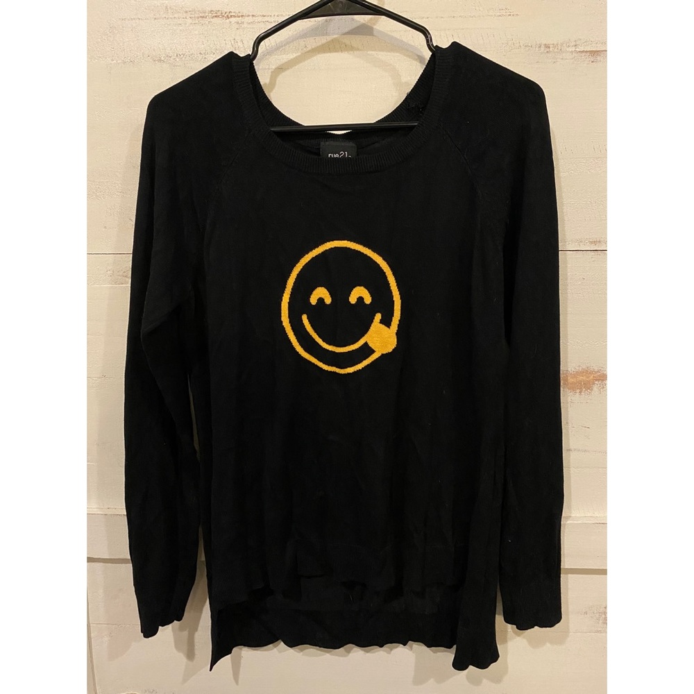 Rue21 Smiley Face Black Sweatshirt, Size L
